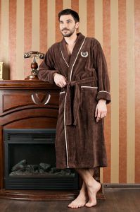 Классический длинный мужской халат Teylor (коричневый)
